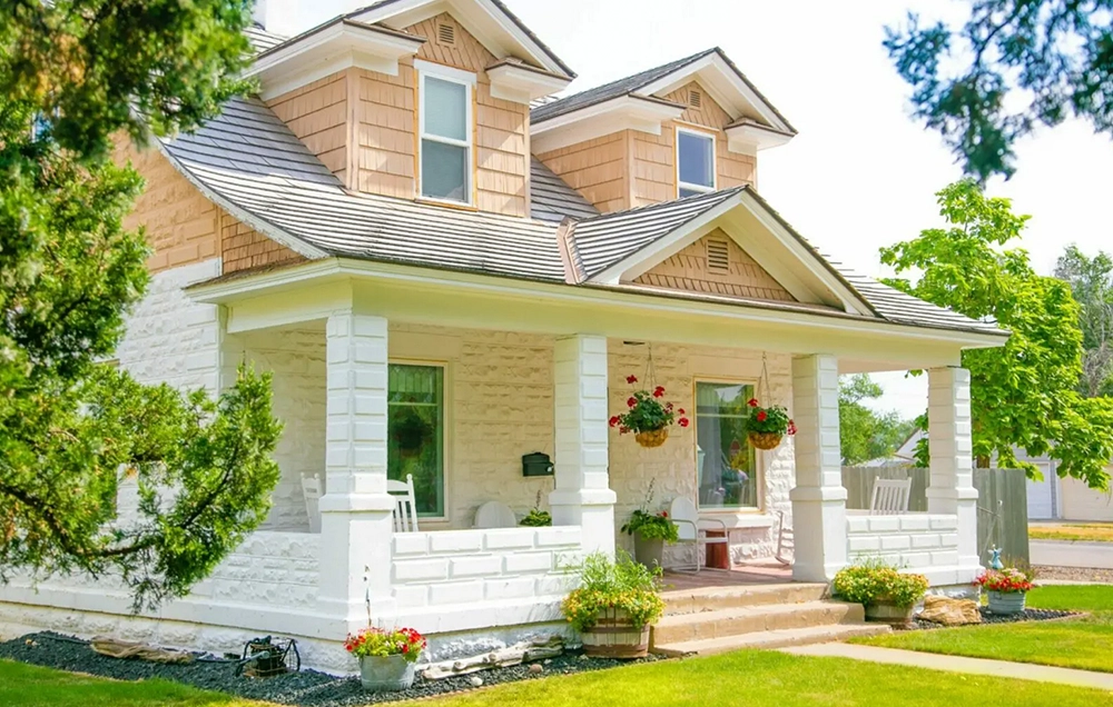 Wood and brick exterior house